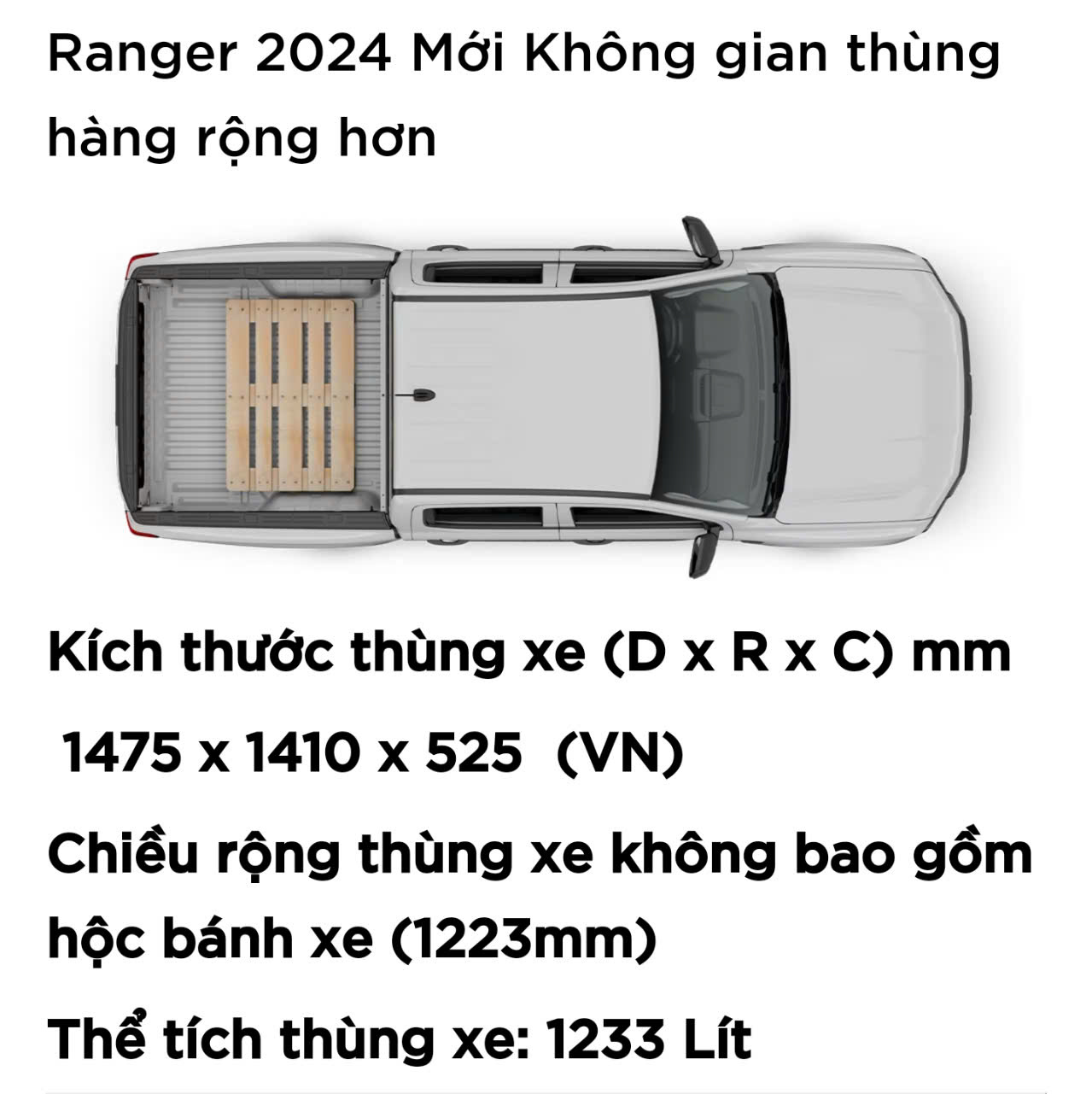 kích thước thùng Ranger
